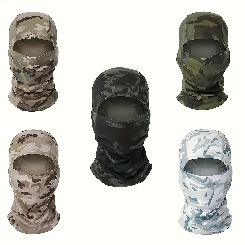 Polyester Camouflage Balaclava 5-Pack, Full Face Mask for Men & Women, Cold Weather Protection for Hunting & Outdoor Sports, Balaclava Pack, 5Pcs, Multipack, Synthetic, Face Covering
