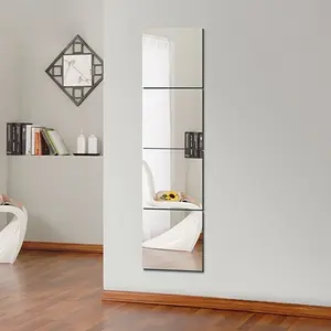 11in Square Acrylic Mirror Wall Sticker, Decorative Peel-Off Self-Adhesive Mirrors, Set of 3, for Home Living Room Bedroom Office