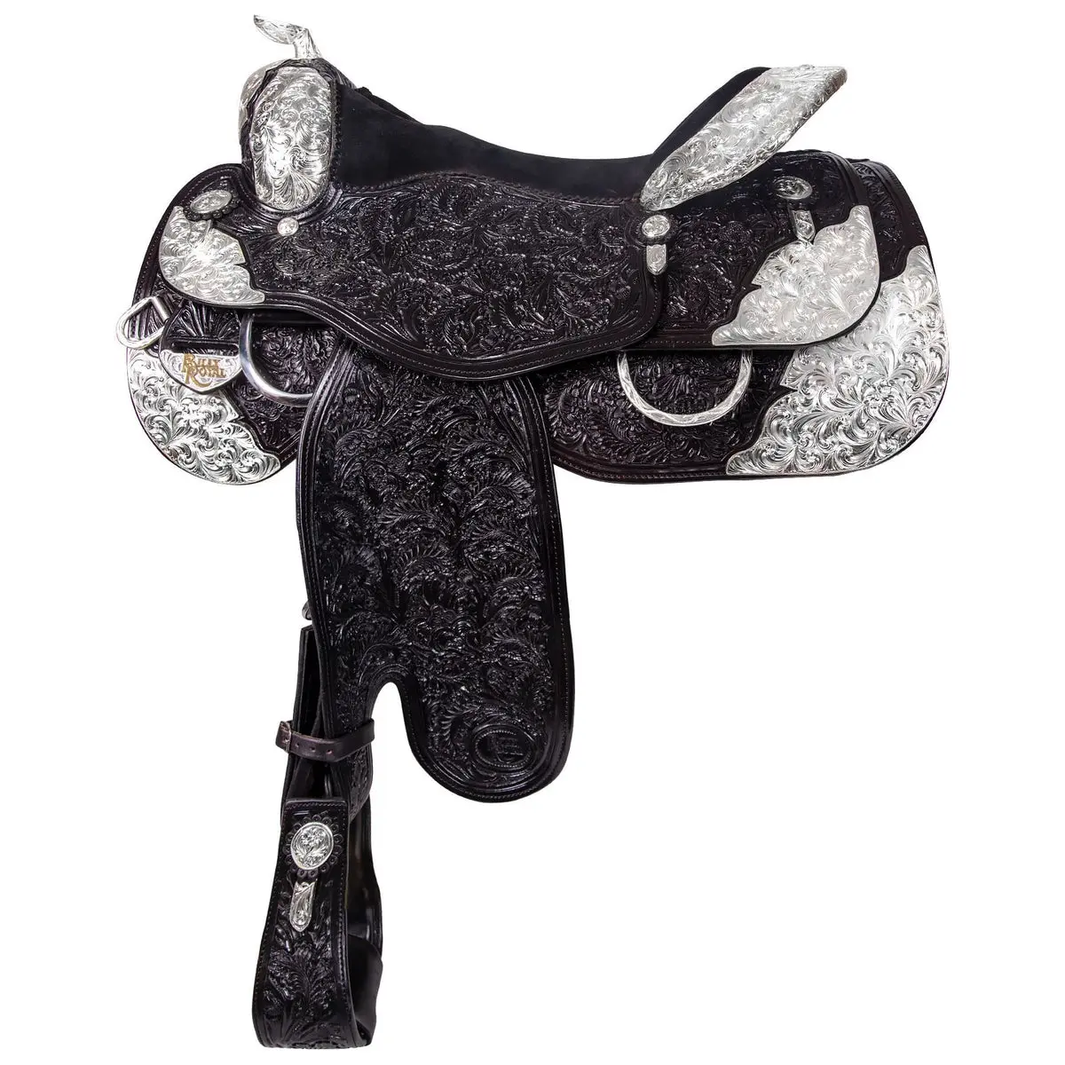 Hand Crafted Western Show Saddle with Entz Tooling, Durable Leather for Shorter Backed Horses with a Padded Suede Seat & Oversized Corner Plates, Durability, Aesthetic Appeal