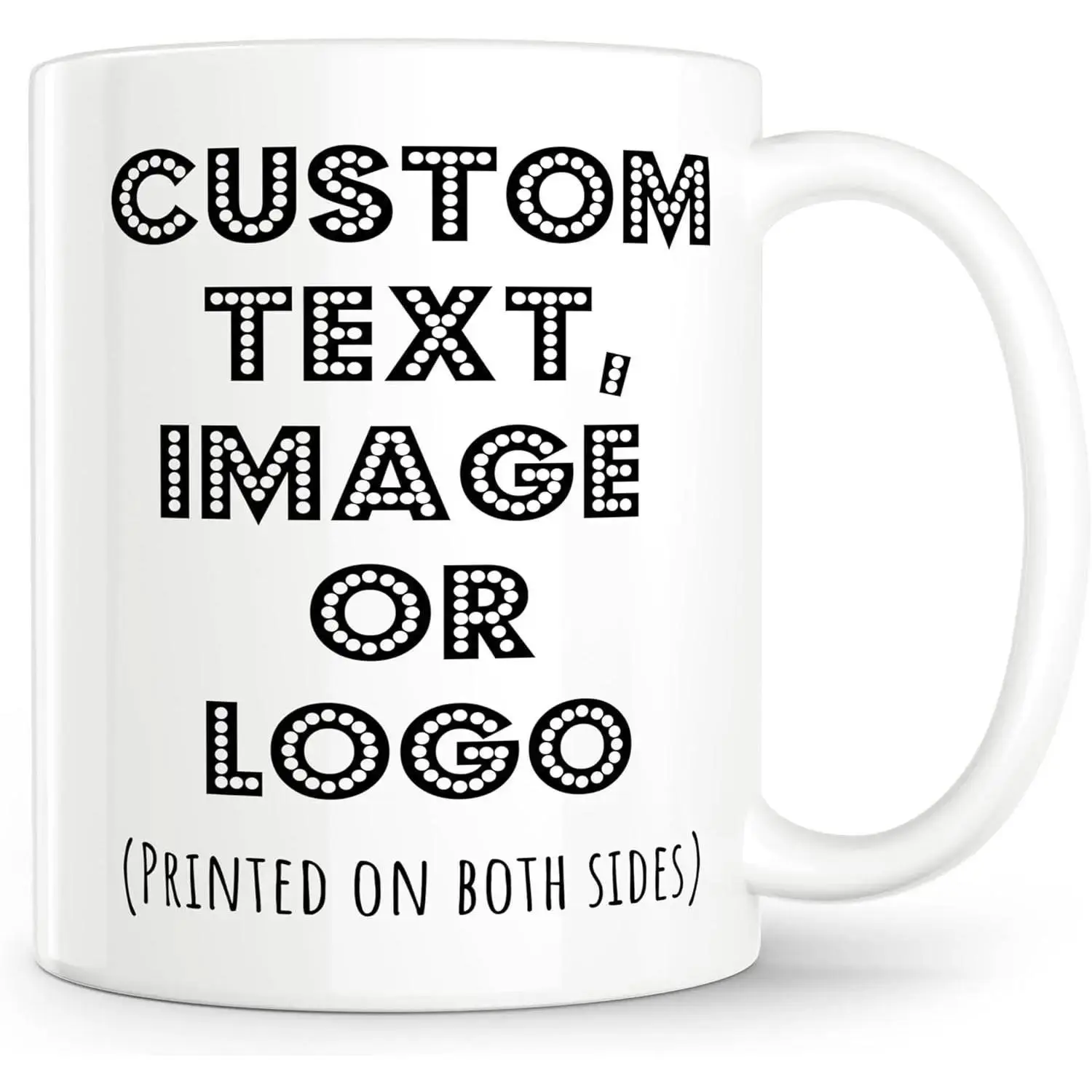 Custom-Printed Ceramic Mug (11 oz-15 oz) - Personalized Cup for Adults, Supports Custom Photos, Logos, Text, Double-Sided Designs, Reusable Drinkware, Dishwasher-Safe, Ideal for Christmas Gifting