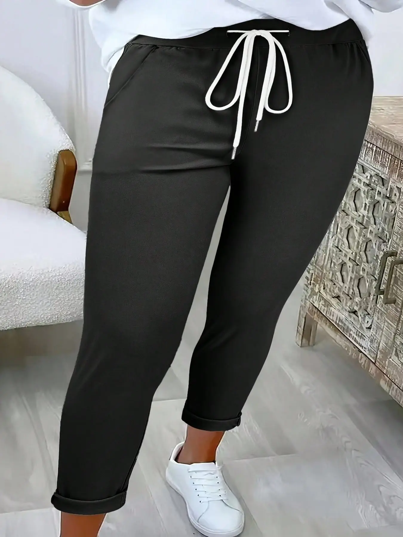 Fashion plus-size women's versatile daily commuting casual style basic pants Everyday Commuter casual pants
