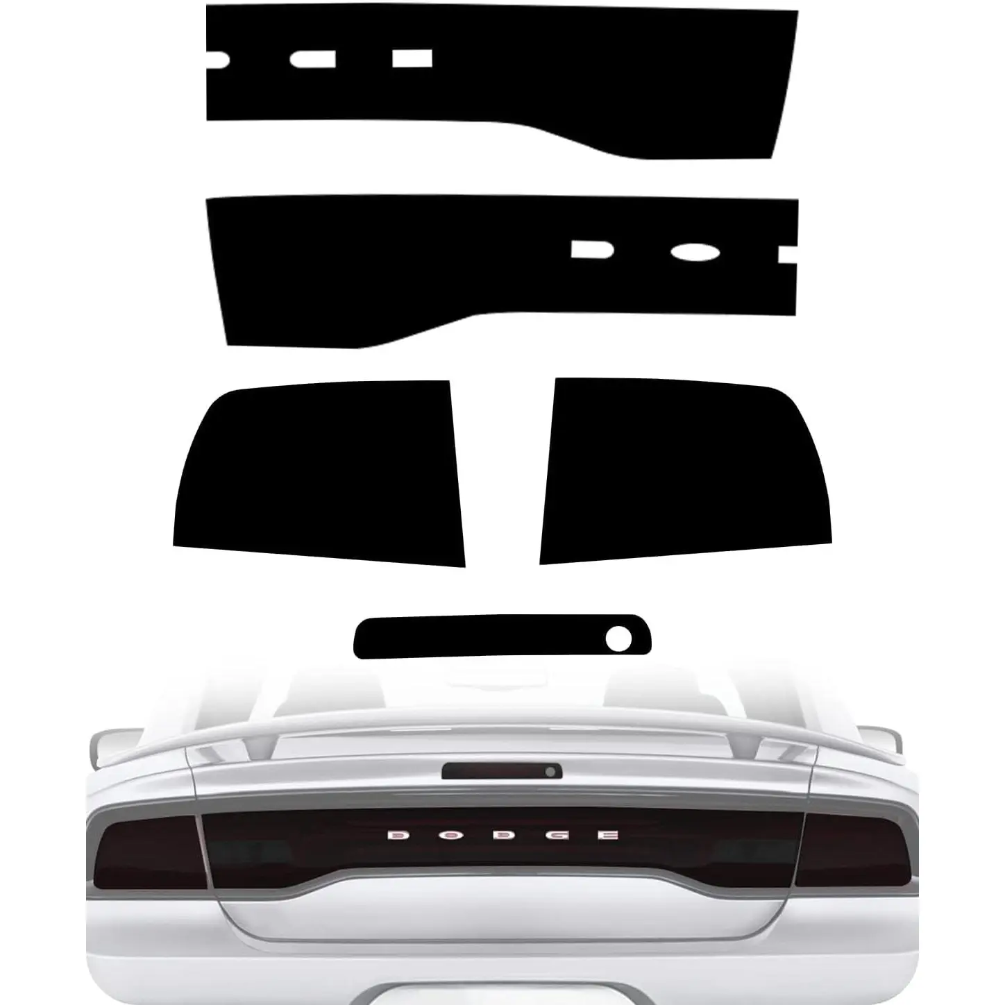 Tail Light Tint Vinyl Blackout Rear Light Tint Film Precut Overlay Wrap Cover Compatible with 2011-2014 Dodge Charger