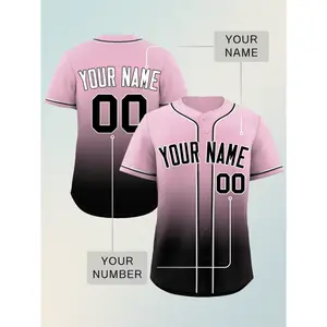 Custom Pink And Black Baseball Jersey, Street Casual Short Sleeve Athletic Top, Personalized Number And Name Printed Sports Uniforms, Suitable For Daily, Outdoor