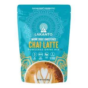 Lakanto Sugar Free Chai Latte Drink Mix - Monk Fruit Sweetened, Cold or Hot Chai Tea, Vegan, Probiotics, Rich Flavor, Chai Spices, Keto Diet Friendly (9.9 Oz)