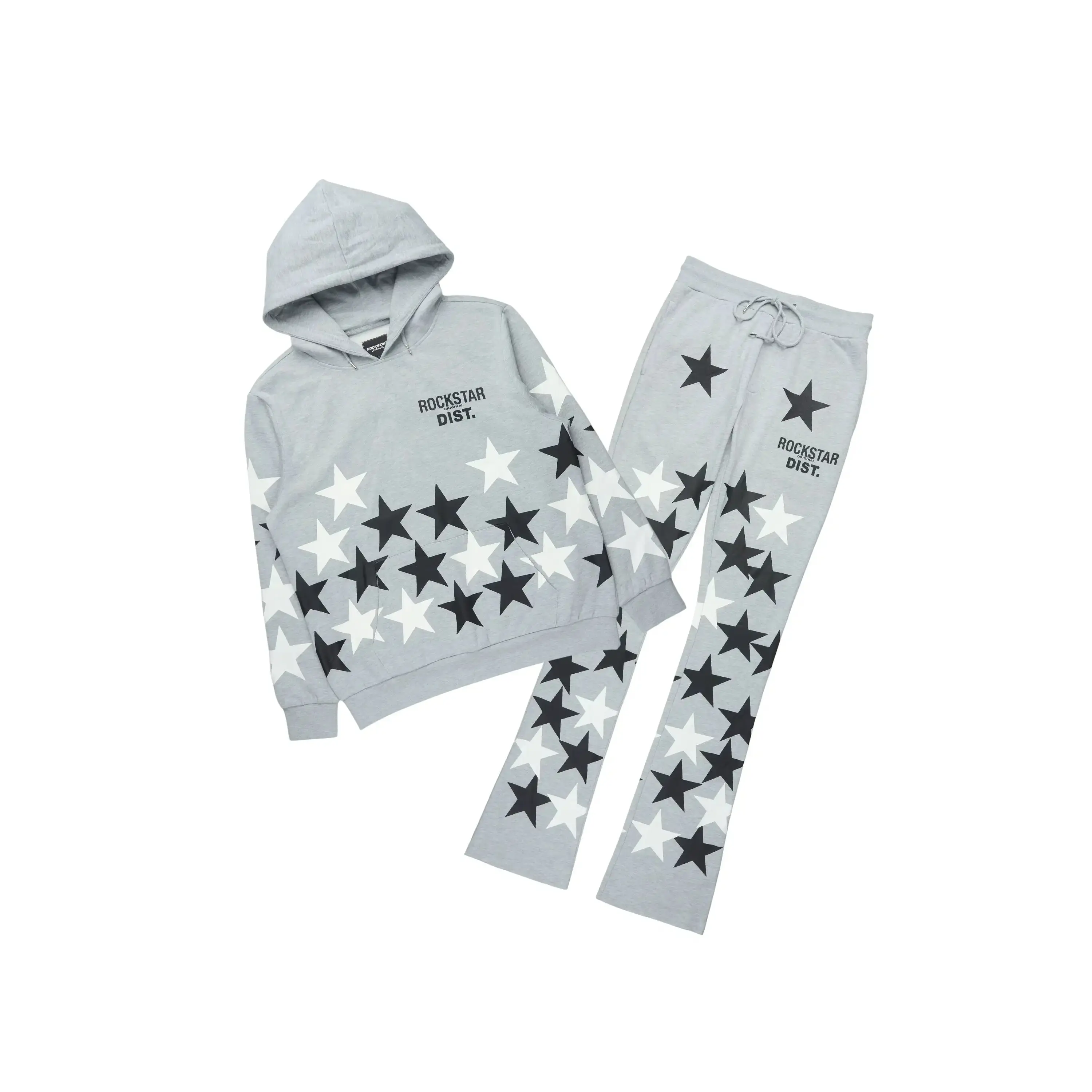 Starlane Heather Grey/Black Hoodie Stacked Flare Fit Track Set Starlane Heather Grey/Black Hoodie Stacked Flare Fit Track Set