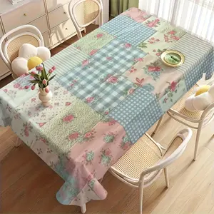 1 Piece of Patchwork Tablecloth with Vintage Rose Pattern, Suitable for Wedding Banquets, Baby Parties, Bridal Showers, Tea Parties and Other Occasions