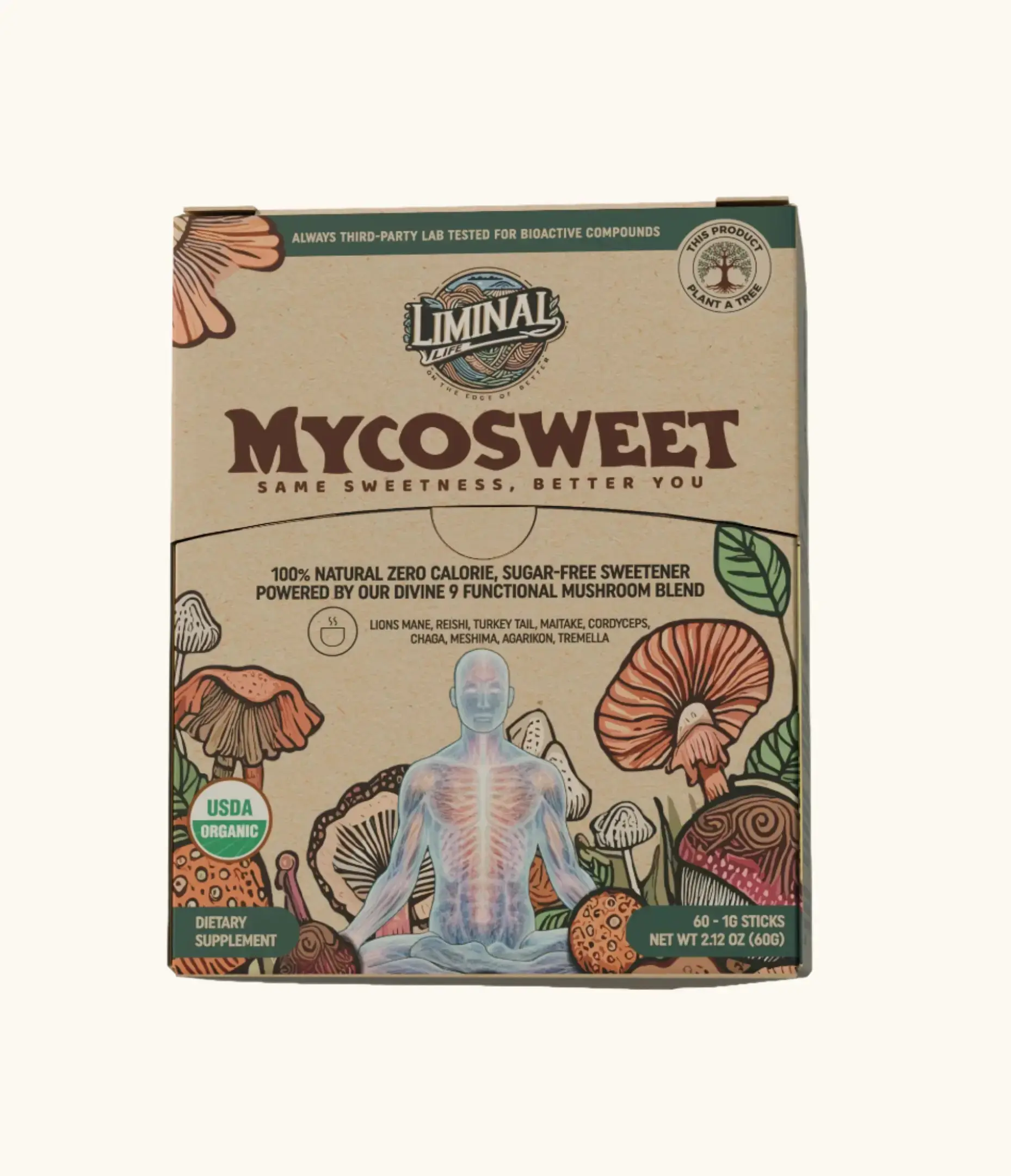 Liminal Life MYCOSWEET USDA Organic Zero-Calorie Functional Mushroom Sweetener Supplement - 100% Natural & Sugar-Free