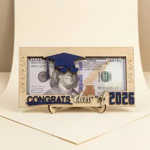 Graduation 2026 Cash Gift Holder – Wooden Money Box for Class of 2026, Creative & Easy Gift for Seniors