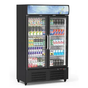 【GARVEE】26.2 cu.ft Commercial Beverage Display Refrigerator with 2 Glass Door, Upright Beverage Cooler with LED Lighting, Adjustable Shelves and Drink Organizers, Cooling 32-50℉