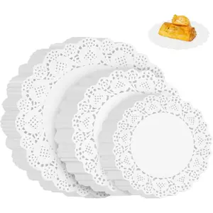 Paper Doilies - 200 Pack White Lace Doilies, 6.5, 8.5, and 10.5 Inch for Food, Crafts,  Showers, Parties, Wedding, Birthday, Tableware Decoration