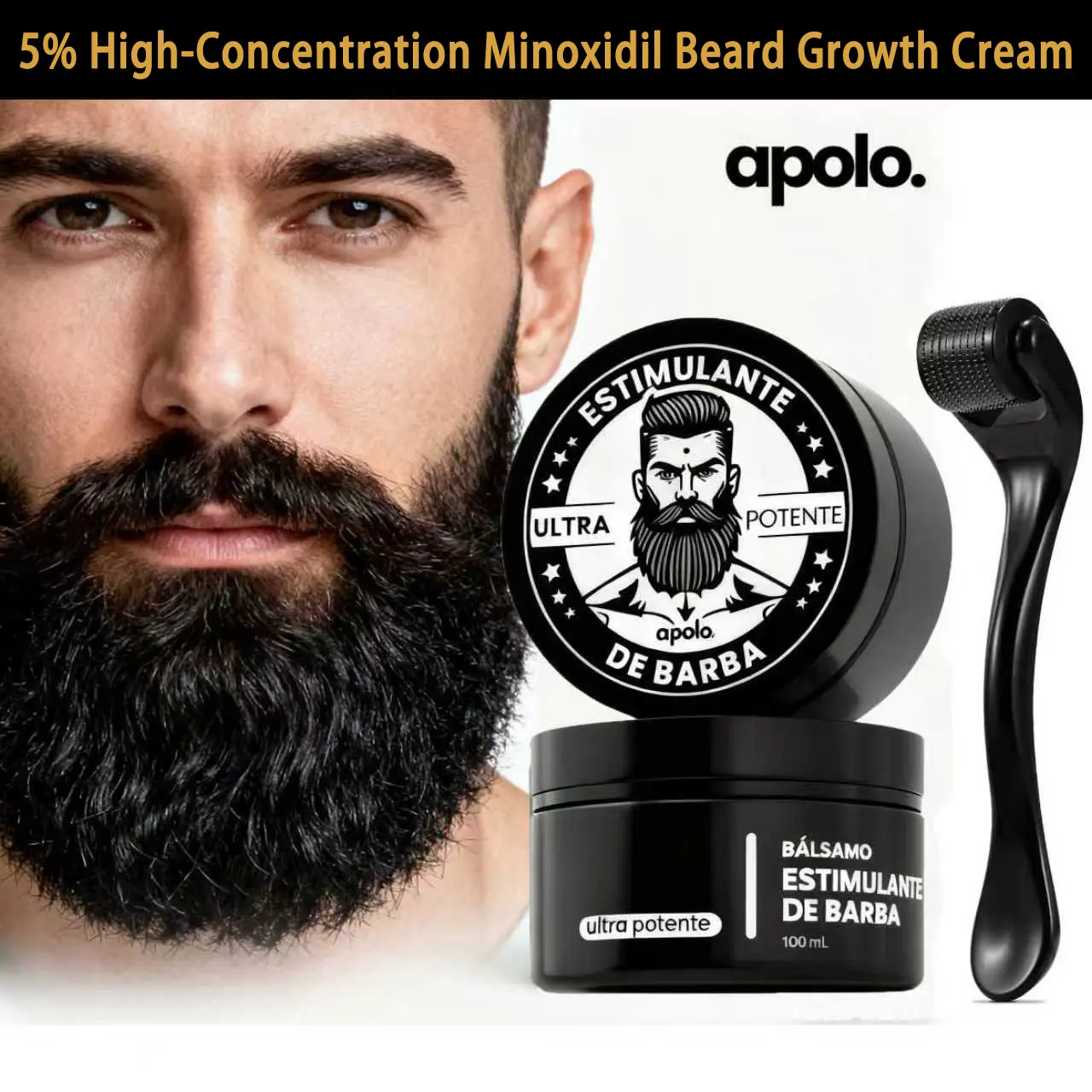 5% High-Concentration Minoxidil Beard Growth Cream Gift Set， Men's Special Thickening Formula, Max-Strength Beard Stimulant Cream, Target Alopecia Beard, Hyper-Fast Follicle Activation & Sparse Repair, Delivers Full Perfect Beard