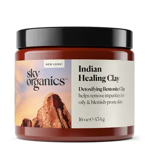 Sky Organics Indian Healing Clay Mask 16oz, Detoxifying Bentonite Clay Powder for Face, For Oily or Blemish-Prone Skin, Vegan & Cruelty-Free Skin Care