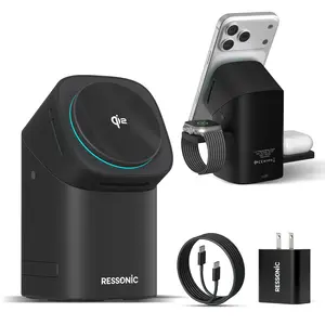 3 in 1 for Apple & Samsung Wireless Charger - Charging Station, Qi 2 Certified 15W Fast Magnetic Charger Stand with 30W Adapter for Magsafe iPhone 17/16/15/14/13/12 Pro Max, AirPods, Apple & Galaxy Watch