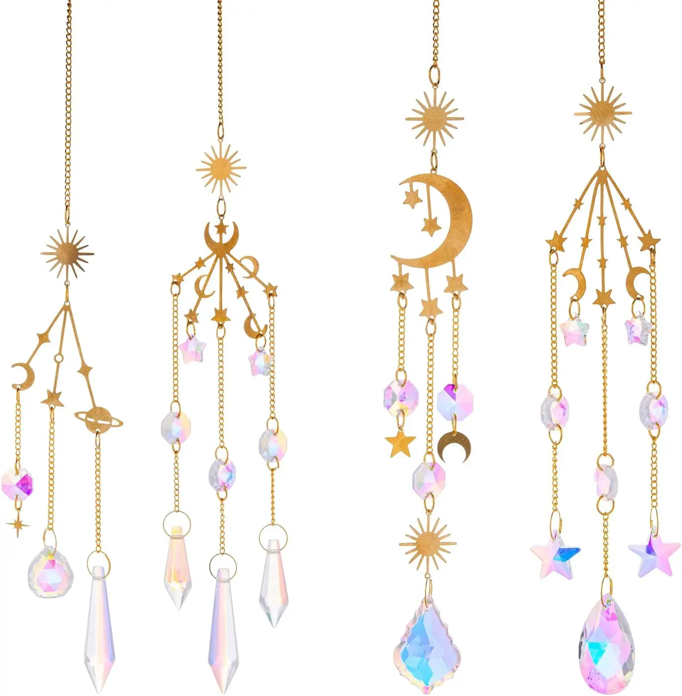 DIY Crystal Suncatchers Making Kit - 152 Pcs Hanging Sun Catcher Window Colorful Wind Chime Style Suncatchers Prism Rainbow Maker for Garden Home Decoration Party Outdoor