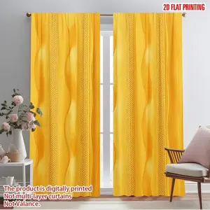 2pcs Wave Striped Half-Opaque Curtains, 100% Polyester No Rod Pocket, Modern Drapes for Living Room Bedroom Party Decor, Window Curtain