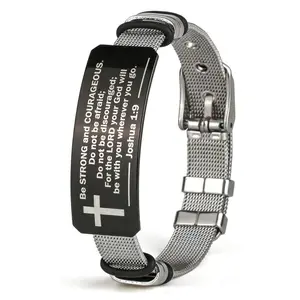 Bible Verse Stainless Steel Mesh Belt Bracelet  for Couples Men Women High Quality Fashionable Jewelry