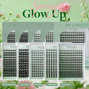 YOULUCK Popular DIY Lash Clusters Kit with Glue Remover & Tweezer for Beginners Long-Lasting Fluffy Weightless Look Individual Eyelash Extensions Ultra-Thin Band Bond Makeup for Girls - Cosmetic