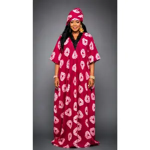 Ankara Red Afghan w/white triangle designs