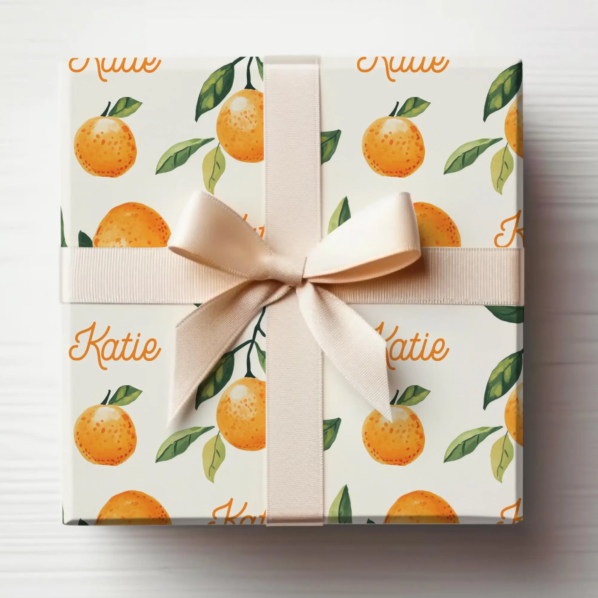 Little Cutie Wrapping Paper With Name, Customized Oranges Wrapping Paper Custom Name Cutie Gift Wrap Roll Cutie Baby Shower Gift Wrap