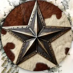 Vintage Western Cowboy Star Metal Sign Durable Indoor Outdoor Hanging Wall Art Hanging Perfect for Adding Charm to Home Decor and Hanging Room Decor in Western Style