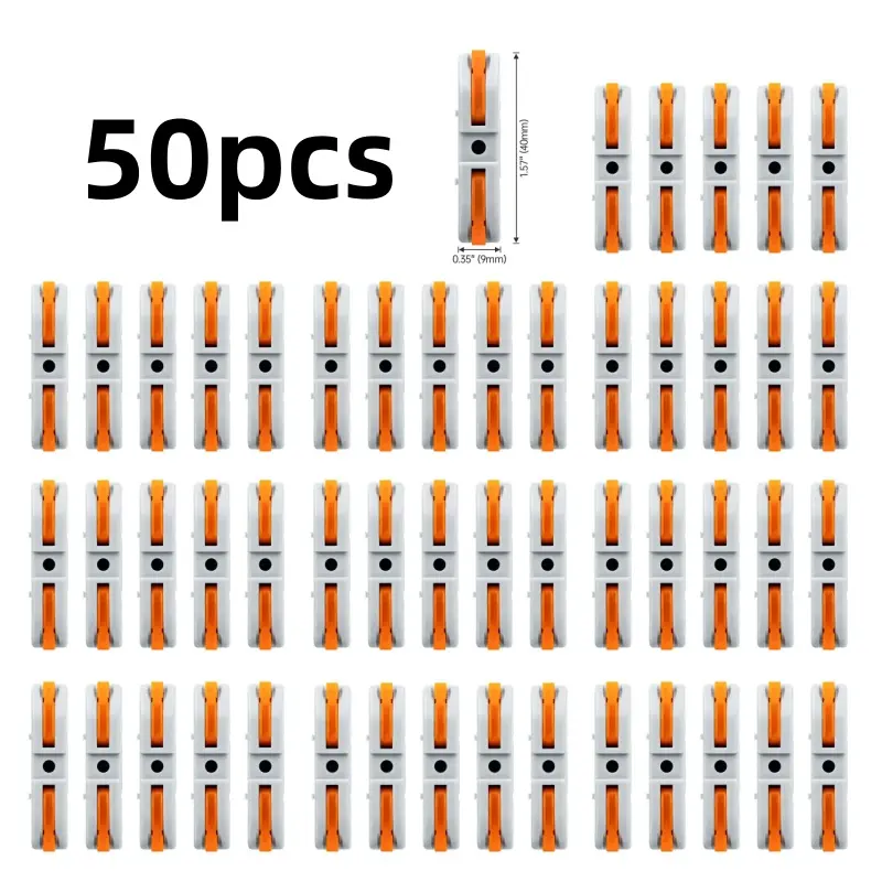 50 Pack Wire Splice Connectors Kit, Reusable 1-Conductor Quick Inline Splicing Terminals for 24-12 AWG Circuits, Lever-Nut Assortment for DIY Users, Wiring Connectors Kit, Kit Pack