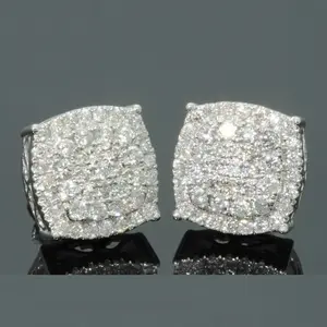 【2026 Trend Alert】Unisex 12mm Full Pavé Earring Studs, Hip Hop Oversized Luxury Geometric Square, High Quality Micro Pave AAA Zircon Artificial Gemstone Jewelry, Men's Jewelry for Birthday & Smart Casual Wear