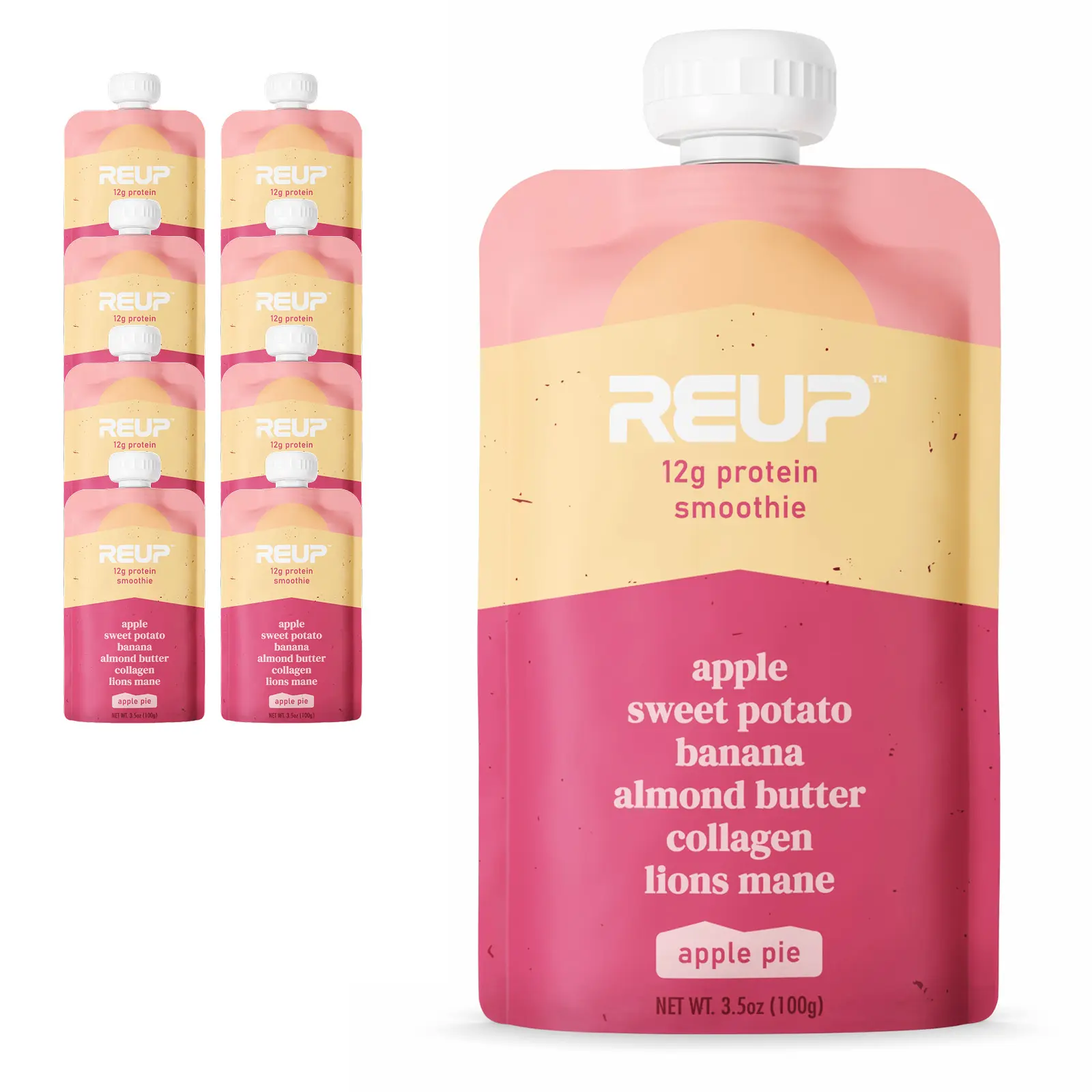 Reup Collagen Protein Smoothie - 12g Protein, Dairy Free, Ready to Drink, Real Fruit, Gluten Free, 0g Added Sugar  - 8 Count