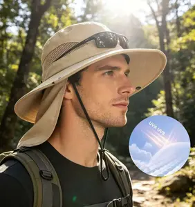 Sun Hats with Neck Flap UPF 50+ UV Protection Wide Brim Bucket Hat Palm-sized / Hand Hat The Third Hand Hat Safari Hiking Fishing Hats for Hiking & Garden