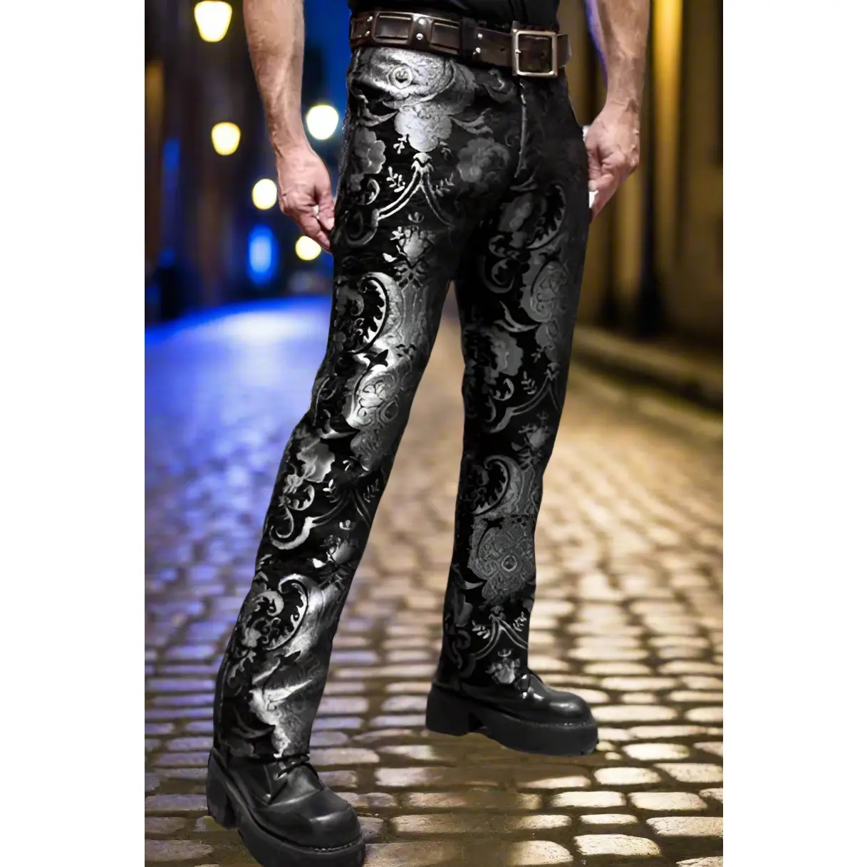 TAPESTRY PANTS - SILVER/BLACK