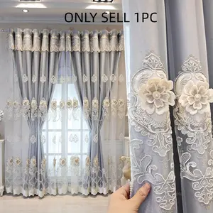 1pc Elegant Dual-Layer Curtain with Pearl Embellishments, Privacy Protection, Soundproofing, Light Blocking, Suitable for Modern Homes