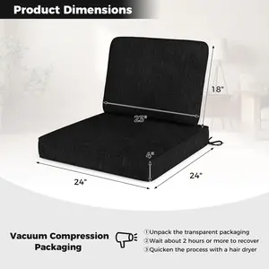 COSTWAY - Set of 4 Outdoor Patio Cushion Set with Removable Covers-Black