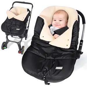 Orzbow Winter Car Seat Covers for Babies, Universal Baby Car Seat Bunting Bag with Adjustable Collar, Waterproof Carseat Cover with Zipper, Warm Berber Fleece, Detachable and Machine Washable, Black