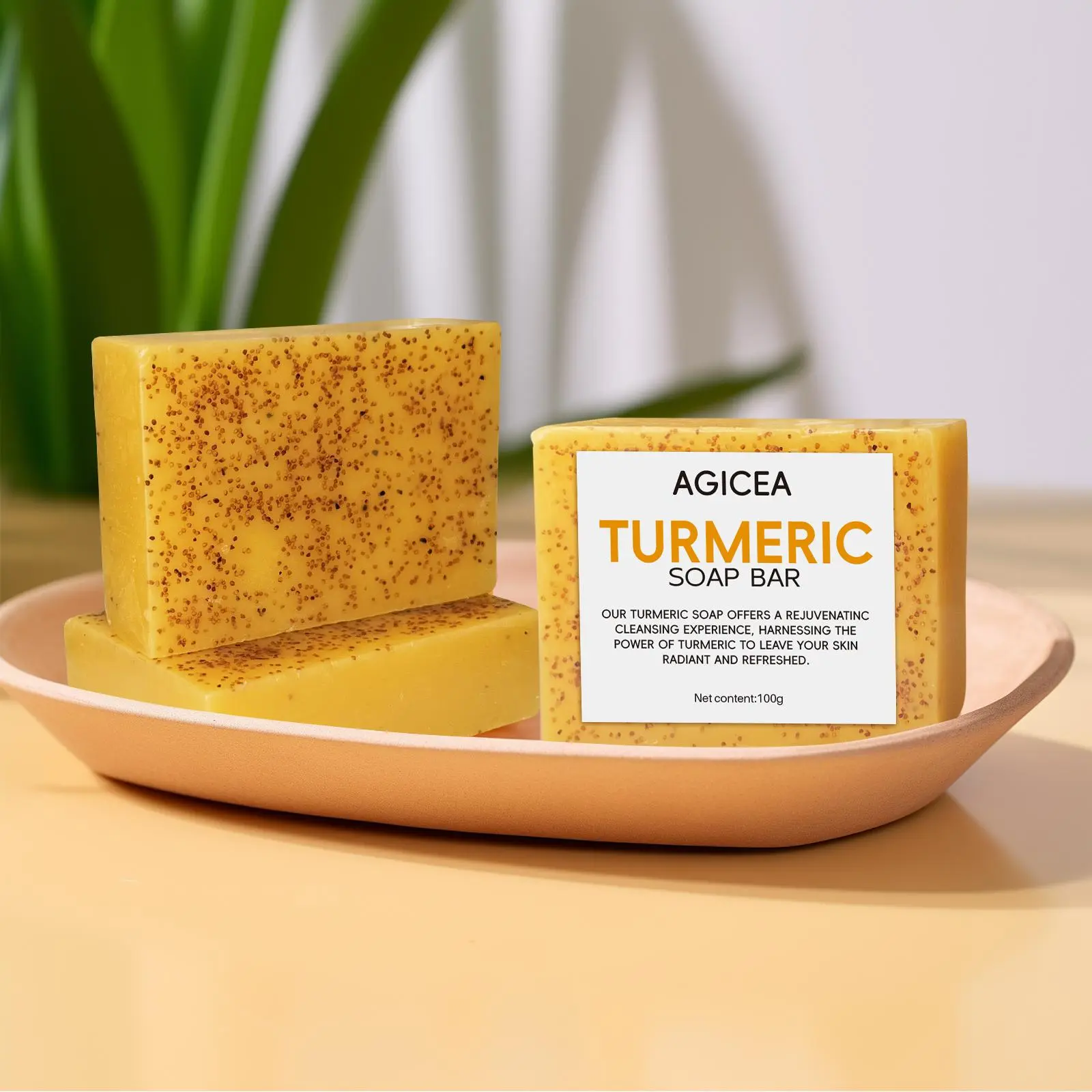 AGICEA Turmeric Lemon Bar Soaps, Deep Cleansing & Brightening for Face & Body Care, Suitable for All Skin Types, 12-Pack (100g Each), Deep Cleansing Soaps