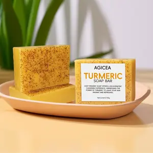 AGICEA Turmeric Lemon Soap Bar, 12-Pack (100g), Brightening & Hydrating Face and Body Cleanser for All Skin Types