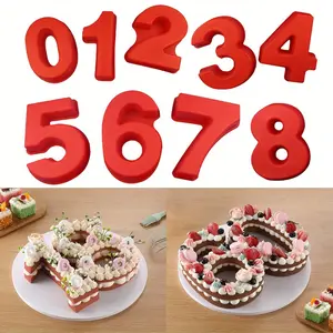 10 Inch 9 pieces Large Size Number Moulds Baking Forms Silicone Number Mold Cake Pan for DIY Numbers Cakes Cookies Pastry