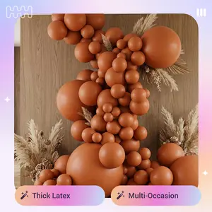100Pcs Aesthetic Coffee Brown Balloon Arch  Mixed Sizes (5"-36") for Teddy Bear Baby Shower, Jumbo for Wild One Birthday, Fall Woodland & Boho Party Decor
