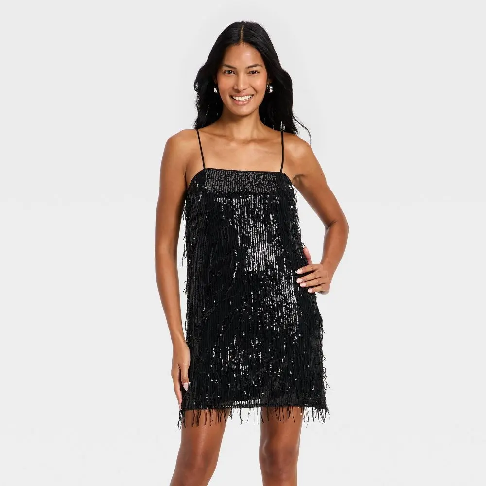 target black sparkly dress Nox Anabel F958 - Short Sheath Dress