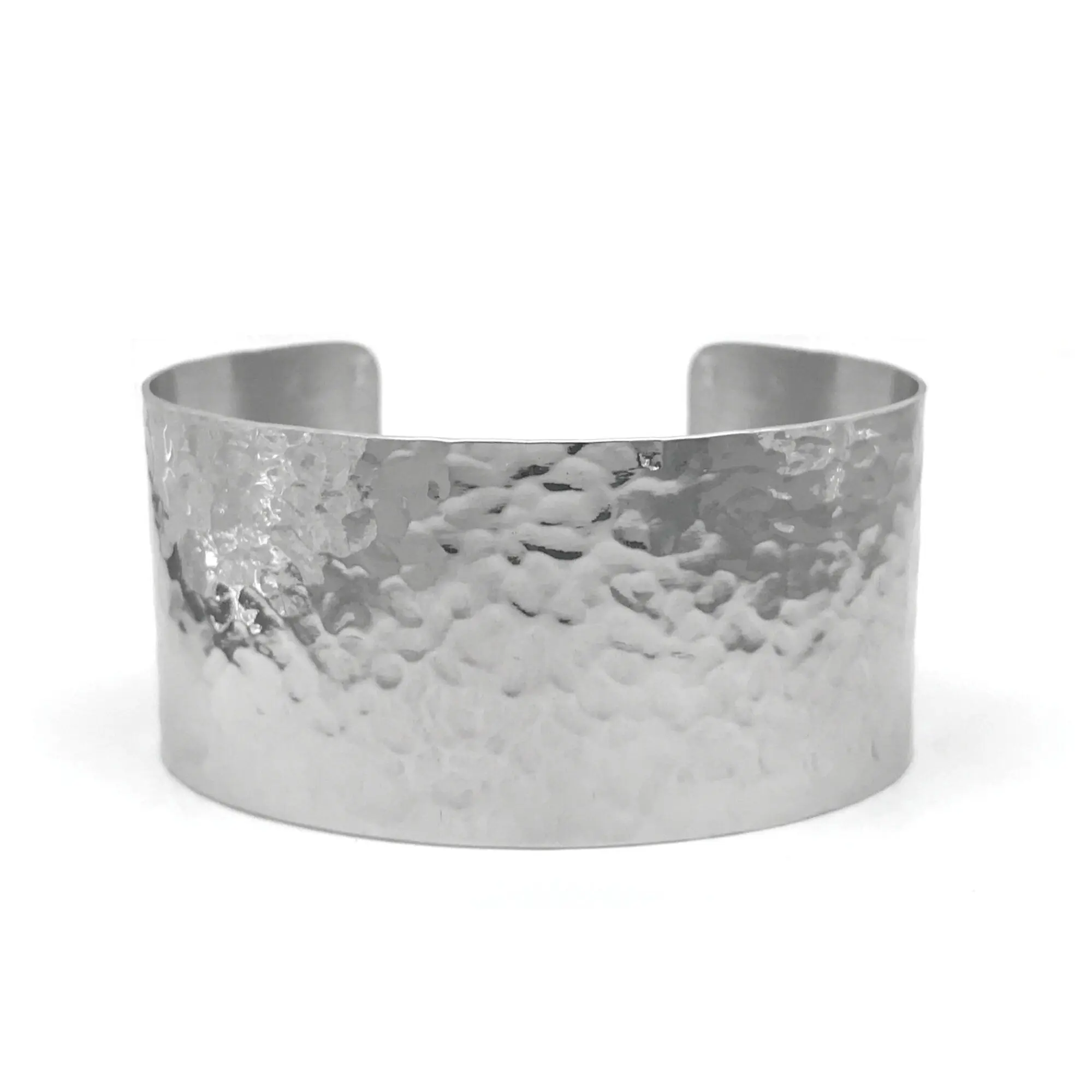 Wide Stainless Steel Hammered Cuff Bracelet