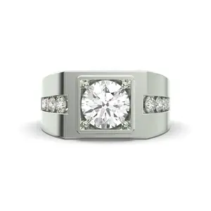 Men's Jewelry - Men's VVS Lab Diamond Round Engagement Ring | White Gold