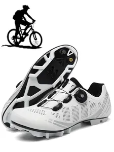 Men's Letter Print Breathable Self-locking Cycling Shoes, Non-slip Wear-resistant Sports Shoes, Outdoor Cycling Shoes for Men