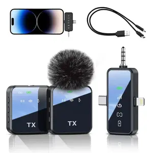 Ultra Compact 3-in-1 Wireless Microphone, Wide Compatibility for Phone Camera, Noise Canceling Long Range Mic for Content Creators Vlog Shooting
