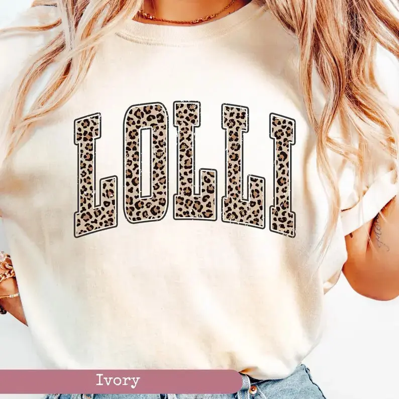 Comfort Colors Leopard Lolli Shirt, Cute Lolli T-Shirt, Grandma Mimi Gigi Tee, Leopard Print Grandma Gift, Grandmother Graphic Shirt, Soft Vintage Style Family Top – Ahri Clothing