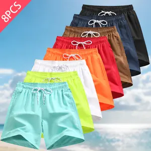 8 Pack Men's Solid Swim Trunks with Mesh Liner, Quick Dry Water-Resistant Beach Shorts with Adjustable Drawstring & Pockets, Summer Swim Shorts for Men outdoorfun Men's Casual Breathable Shorts