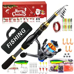 1.8m Fishing Rod & Reel Combo Set, Fishing Rod with Tackle Kit with Lures & Bait Hooks & Line & Carrier Bag, Outdoor Fishing Tool, Sea Saltwater Freshwater Kit, Spinning Rod