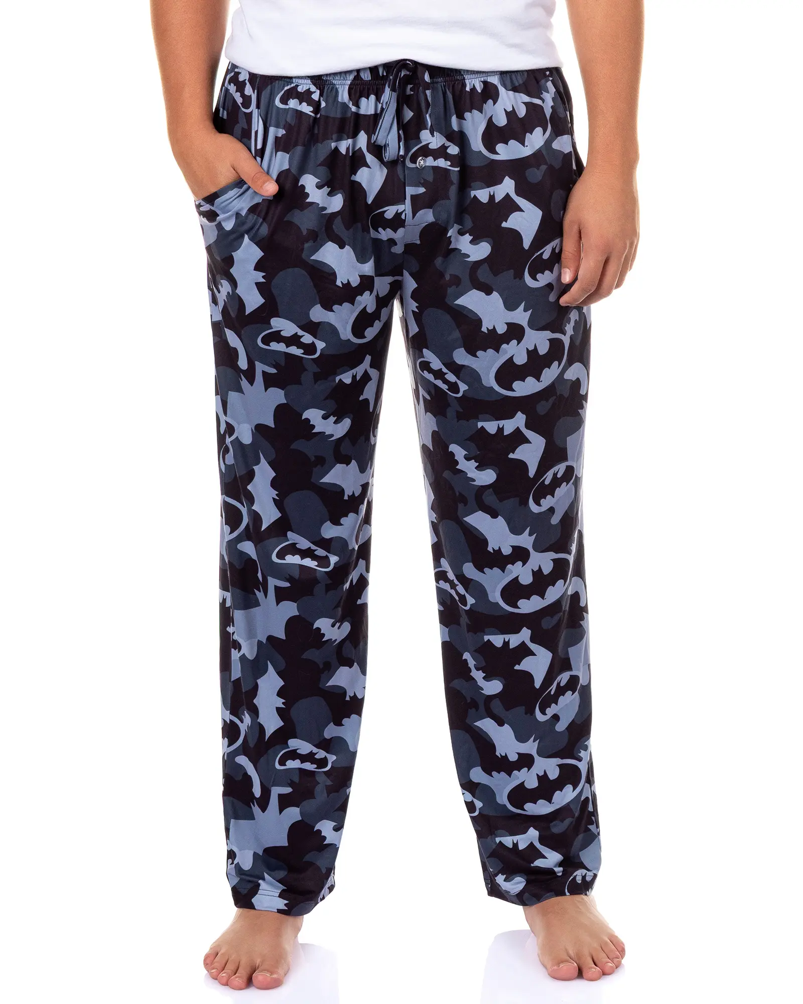 DC Comics Men's Batman Polyester-Spandex Pajama Pants - Smooth, Stretch Camo Bat Signal Nightwear Sleep Lounge Bottoms, Elastic, Breathable, Loungewear, Soft, Superhero, Fabric