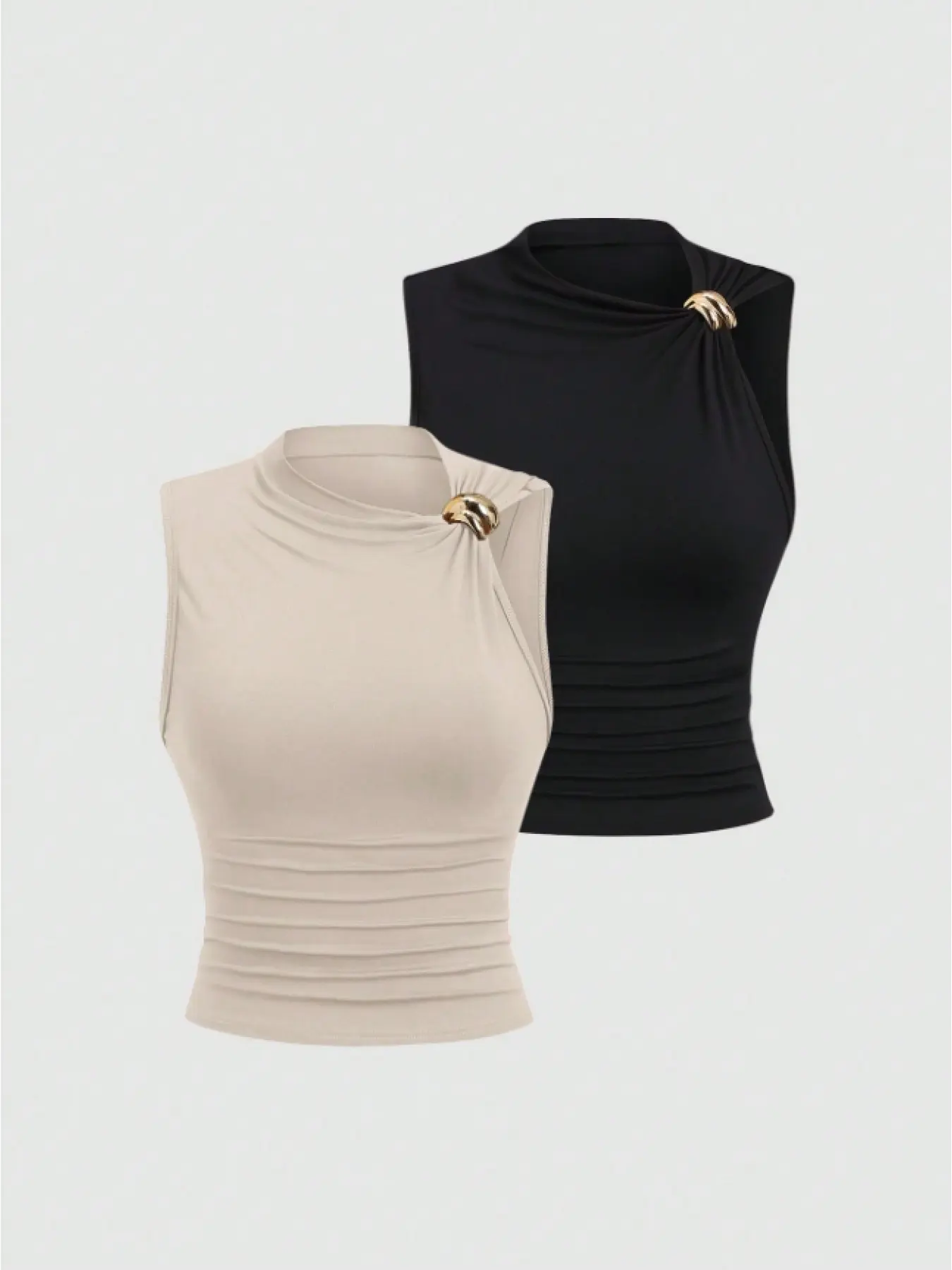 Women's pleated slim shirt for summer wear Fitted Tops