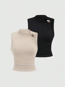 Women's pleated slim shirt for summer wear