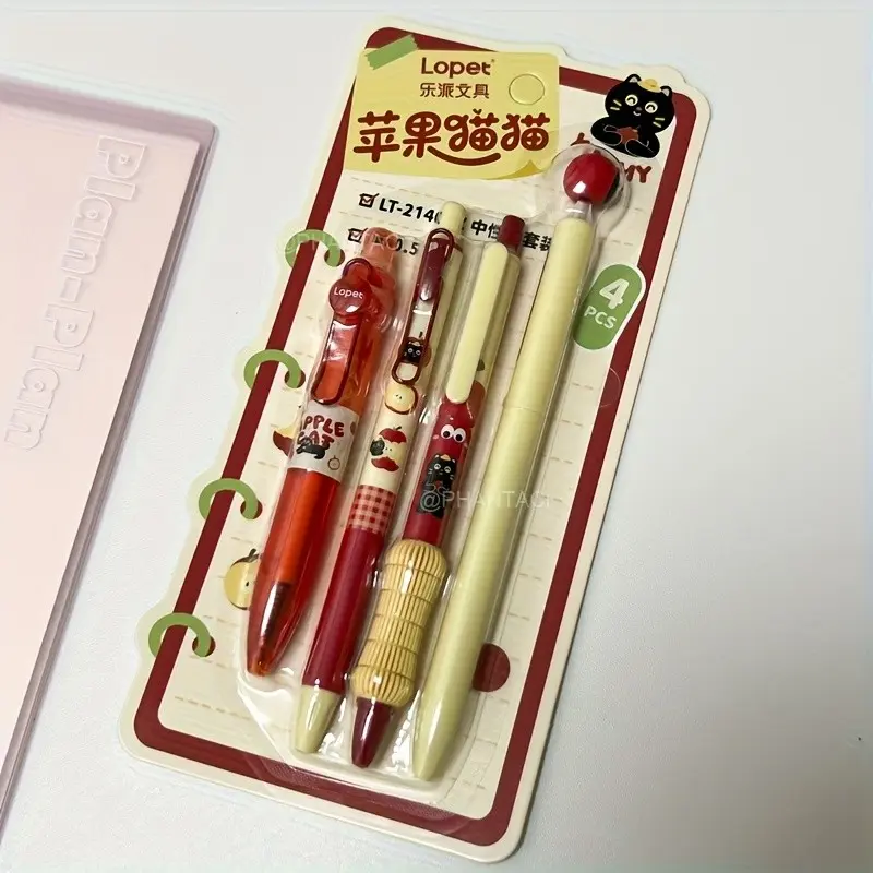 4pcs Creative Cartoon Gel Pens, Dog Rabbit Cat and Bear Pattern Writing Pens, 0.5mm Fine Point, Office Supplies, Cute Study Pens, Aesthetic Pens