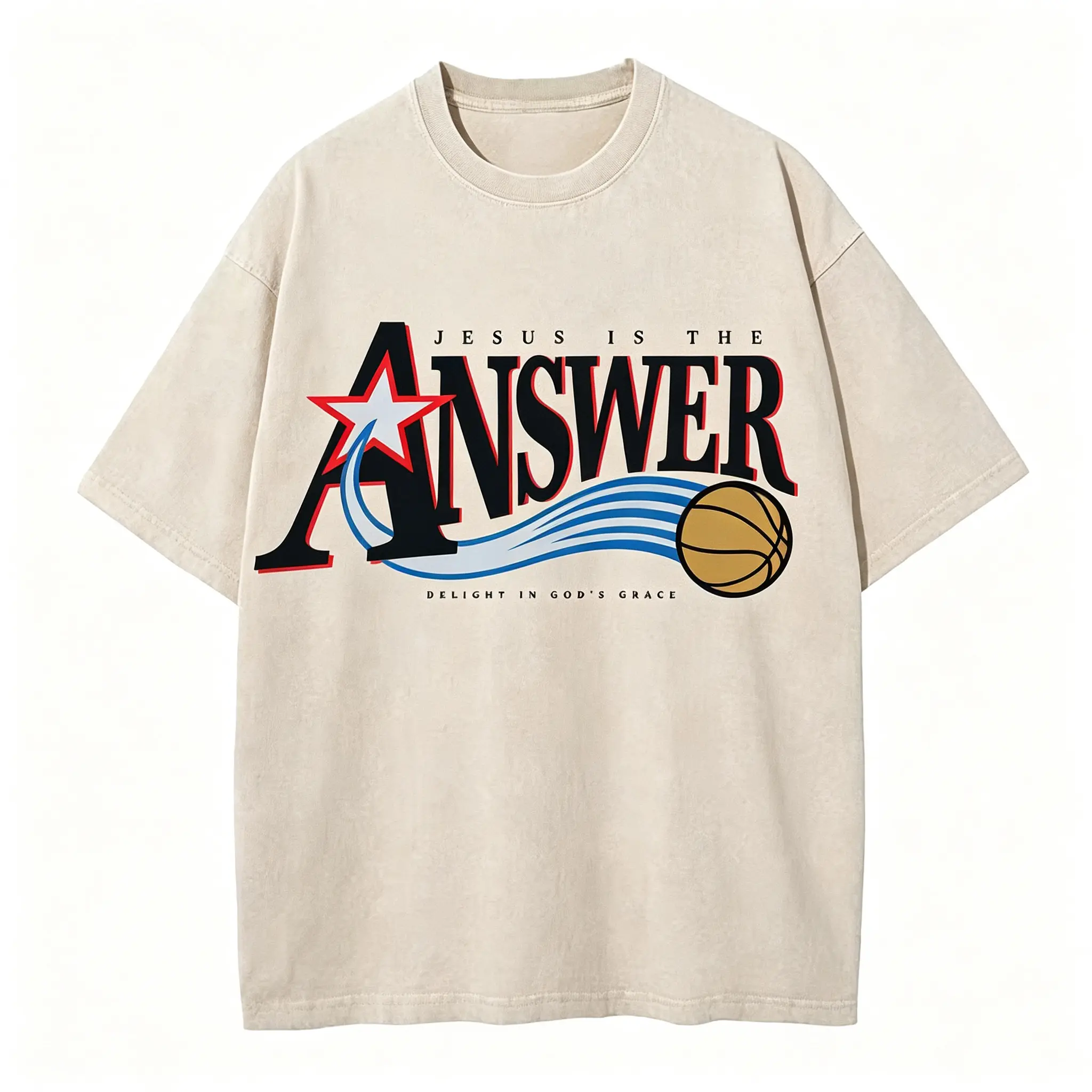 Jesus Is The Answer Christian Washed T-Shirt Jesus Is The Answer Christian Washed T-Shirt
