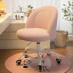 Raybee Vanity Chair with Wheels, Cute Desk Chair with Back, Armless Office Chair Height Adjustable, Soft Lumbar Support for Small Space, Bedroom, Gentle Pink Interior Design Furniture #TikTokShopStockUp #SummerVibes